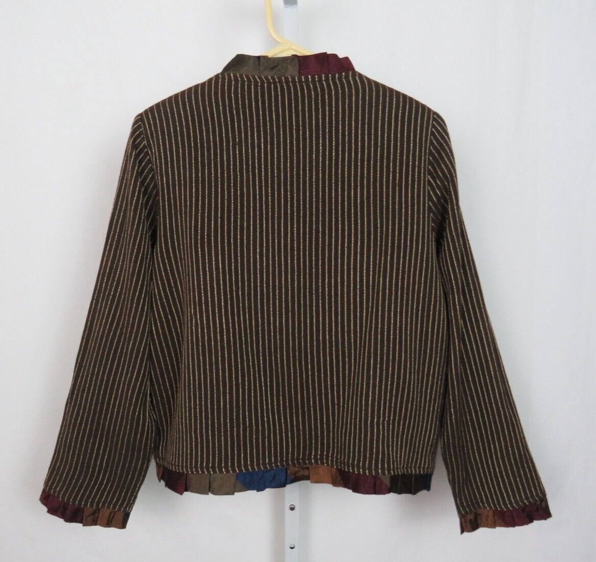 VTG 1990s 2000s SHARON ANTHONY BY CRYSTAL STRIPED PATCHWORK JACKET SIZE MEDIUM