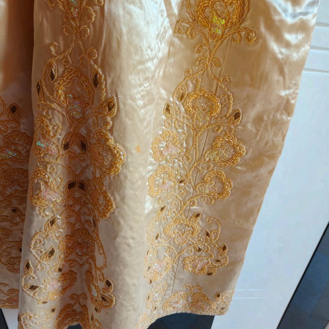 Vintage Algerian Constantine Chemsa Gandoura Gold Embroidered Dress Used