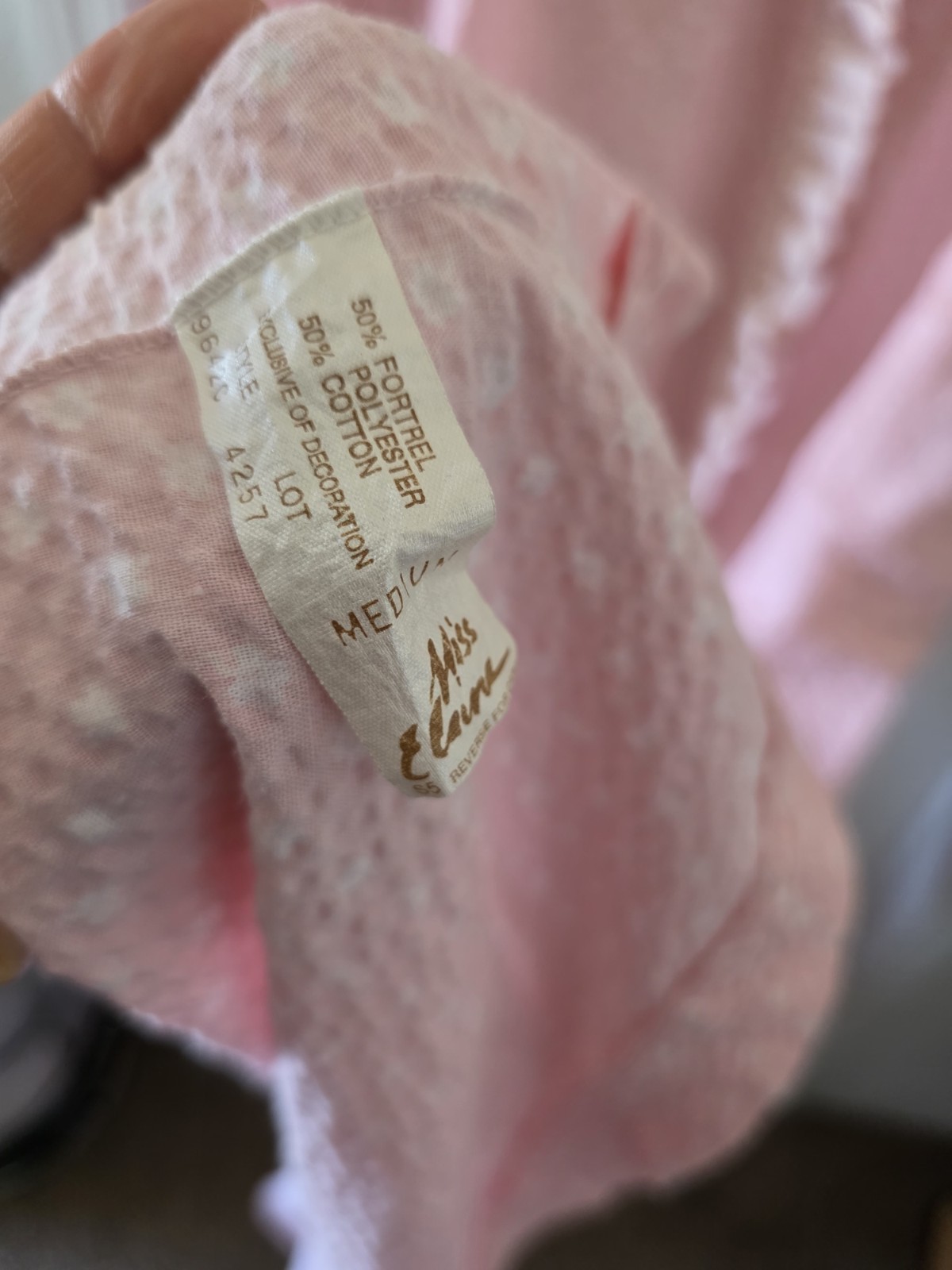 Vintage Miss Elaine Ruffle Pink Floral Nightgown (Medium)