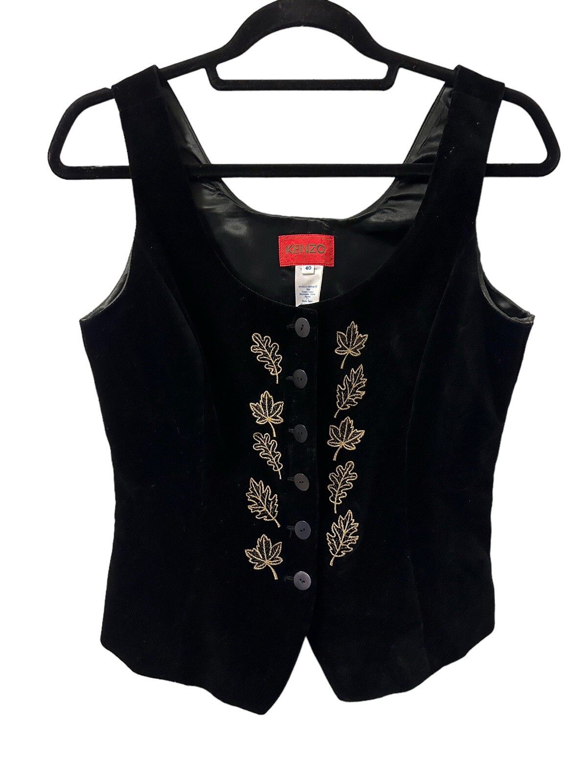 RARE! vintage KENZO Corset Top FLORAL VELVET Size 40 Structured