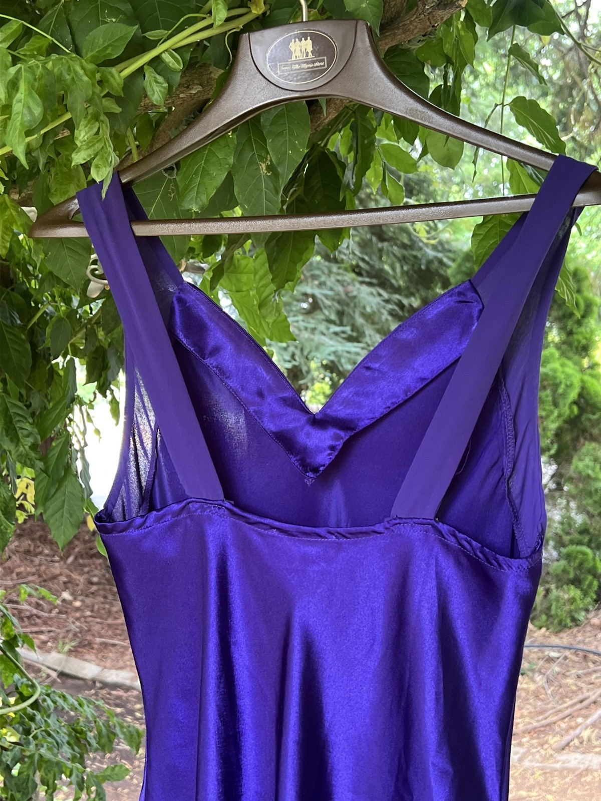 Vintage Val Mode Purple Satin Chiffon Chemise Slip Nightgown Babydoll Small