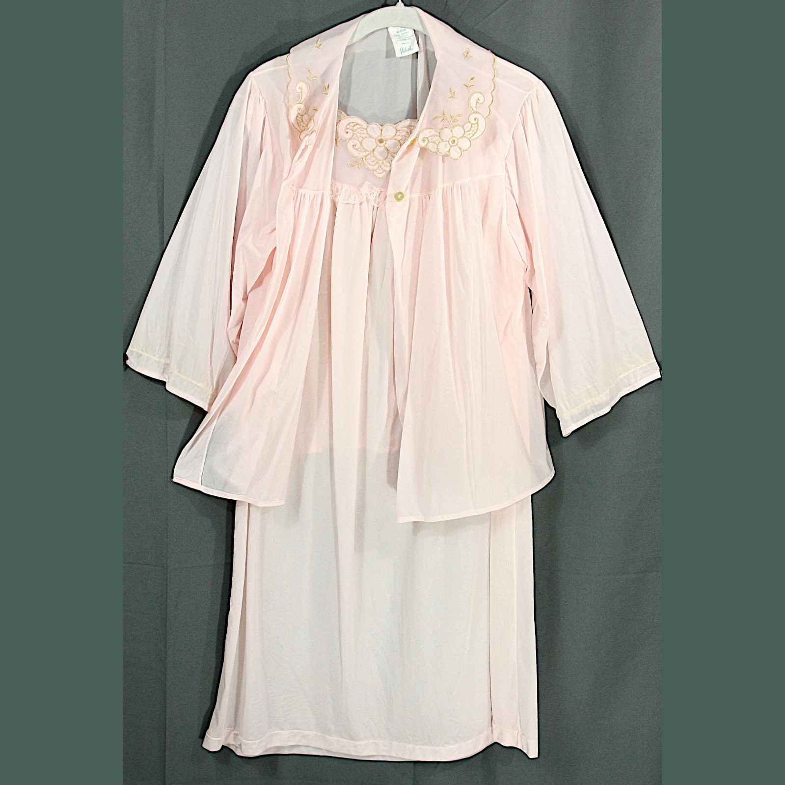 Vintage Philmaid Bed Jacket Chemise Lingerie Nighty Peignoir Set Pink M 1960s