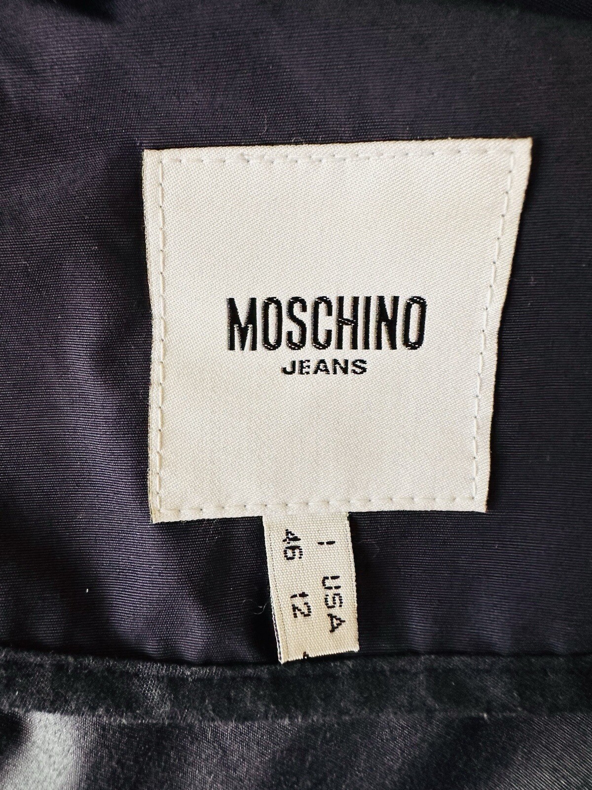 MOSCHINO Blazer Jacket Short Navy Blue White Popeye Buttons Cartoon Size IT 46 L