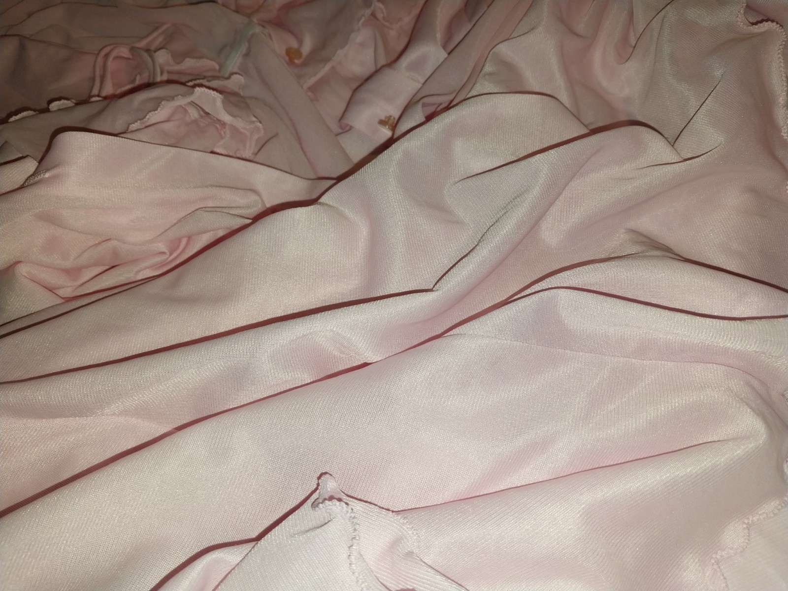 VTG Silky Nylon Pink Sissy Layer Ruffles Sleep nightie robe LONG 50S P/S 36&Prime; NEW