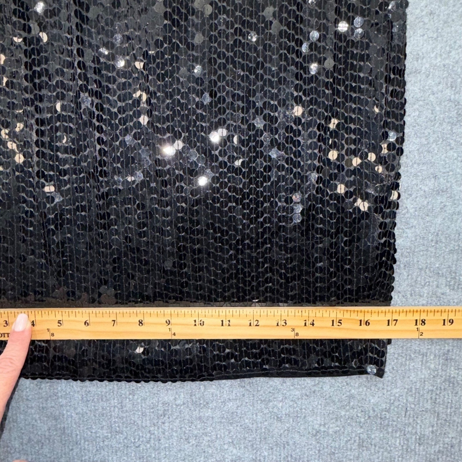 Vintage NEW Nite Line Black Sequin Square Neck Dress Cocktail Event LBD Size 12