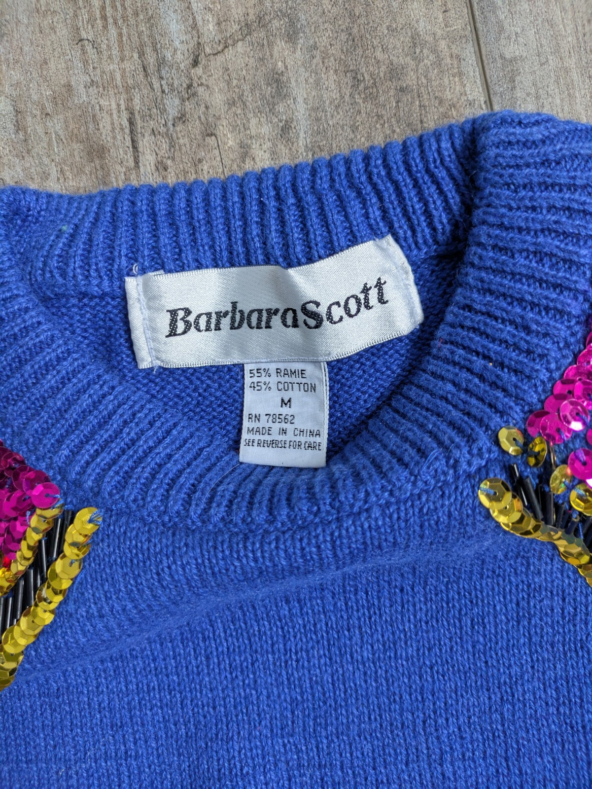 NWT Vintage Deadstock Barbara Scott Sequin Statement Sweater Medium Glam NYE Med