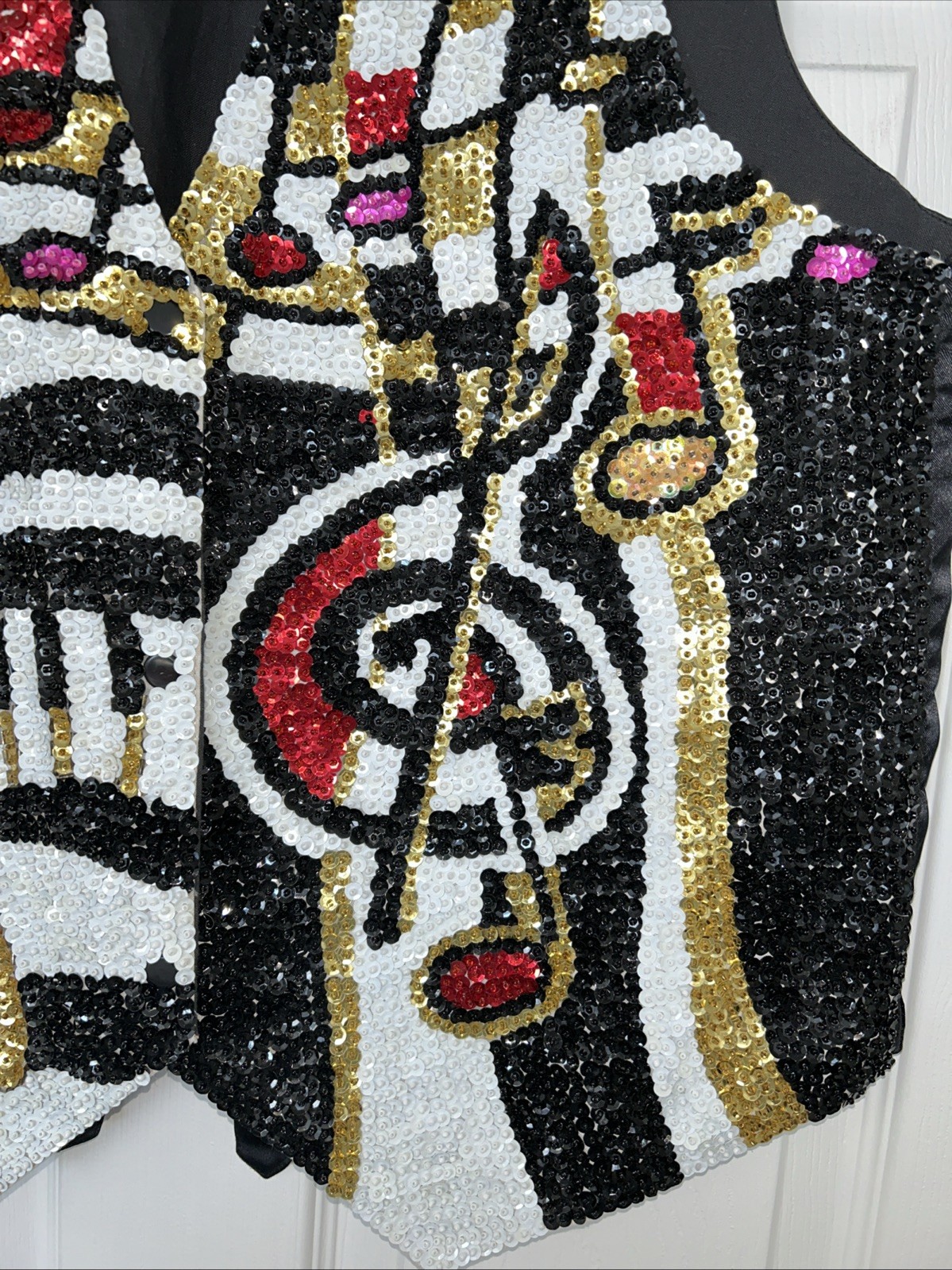 Fashion Fantasy Vest Sequin Beaded Jazz Fest Musical Holiday Bedazzled 1990&rsquo;s