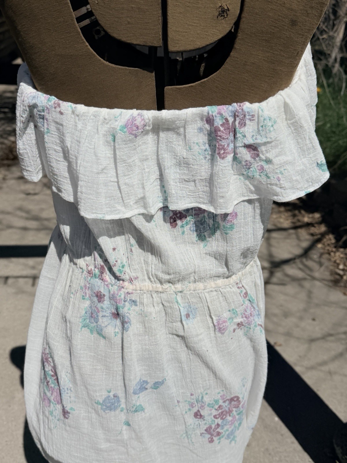 Vtg 70&rsquo;s Style Cotton Gauze Camisole Med/Lg Sundress Ultra-feminine Romantic