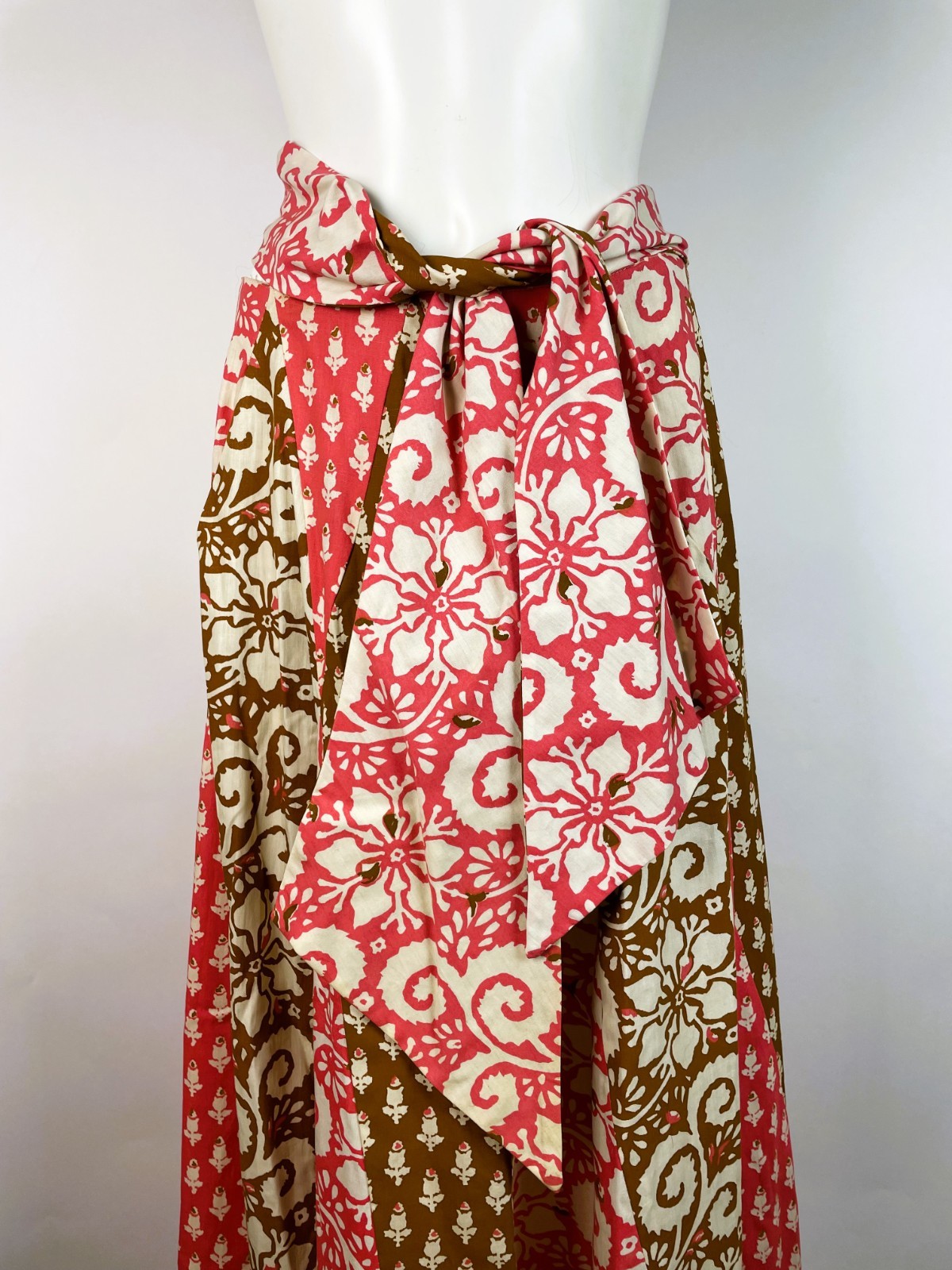 Vintage 70s Bill Atkinson Patchwork Style + SASH Maxi Long Skirt 12