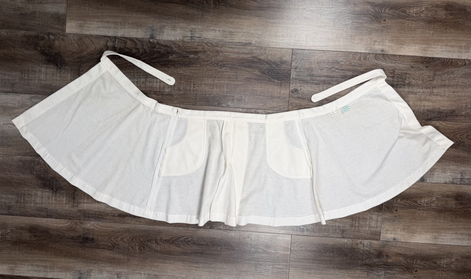 Vintage 70s Wrap Mini Skirt Size XL White Cotton Blend 34×17 Pockets Whims