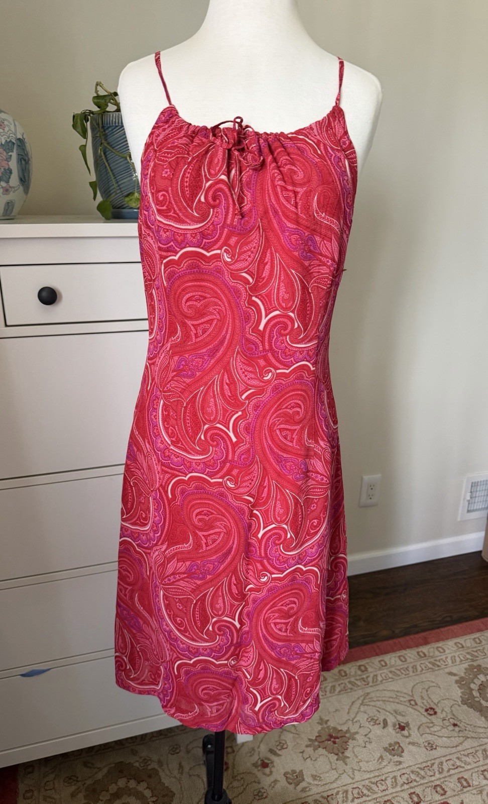 Vintage Caroll Paris Paisley Midi Chiffon French Y2K Dress 8 Medium
