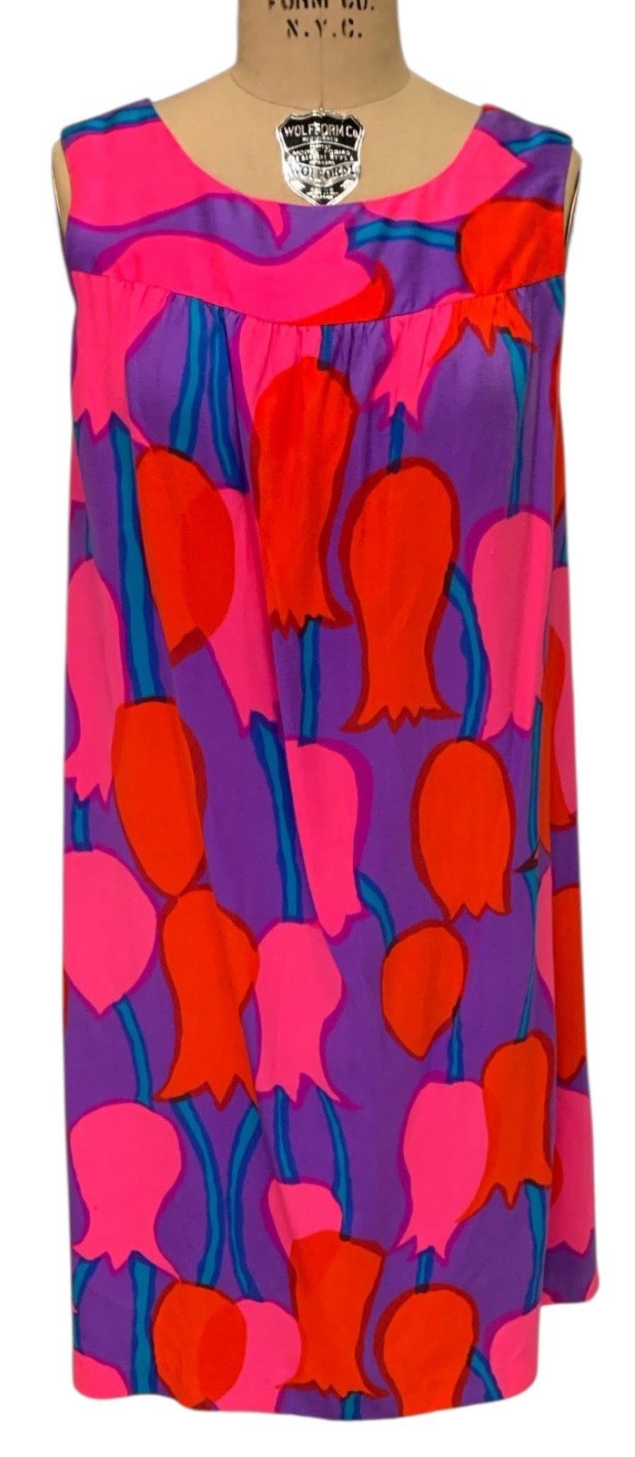 MAKAMAE O HAWAII Vintage 70s Women&rsquo;s A-line Sleeveless Dress – Sz M/L Pop Tulips