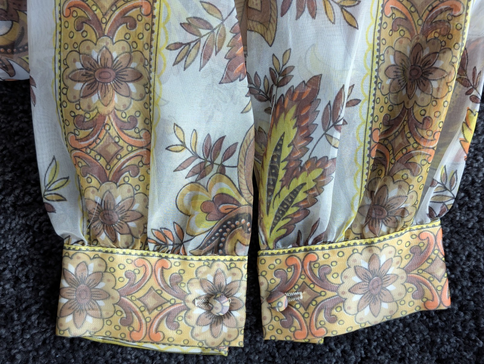 Avalon Classics VTG 1970&rsquo;s Hostess Dress Maxi Empire Waist Sheer Floral Sz 12/14
