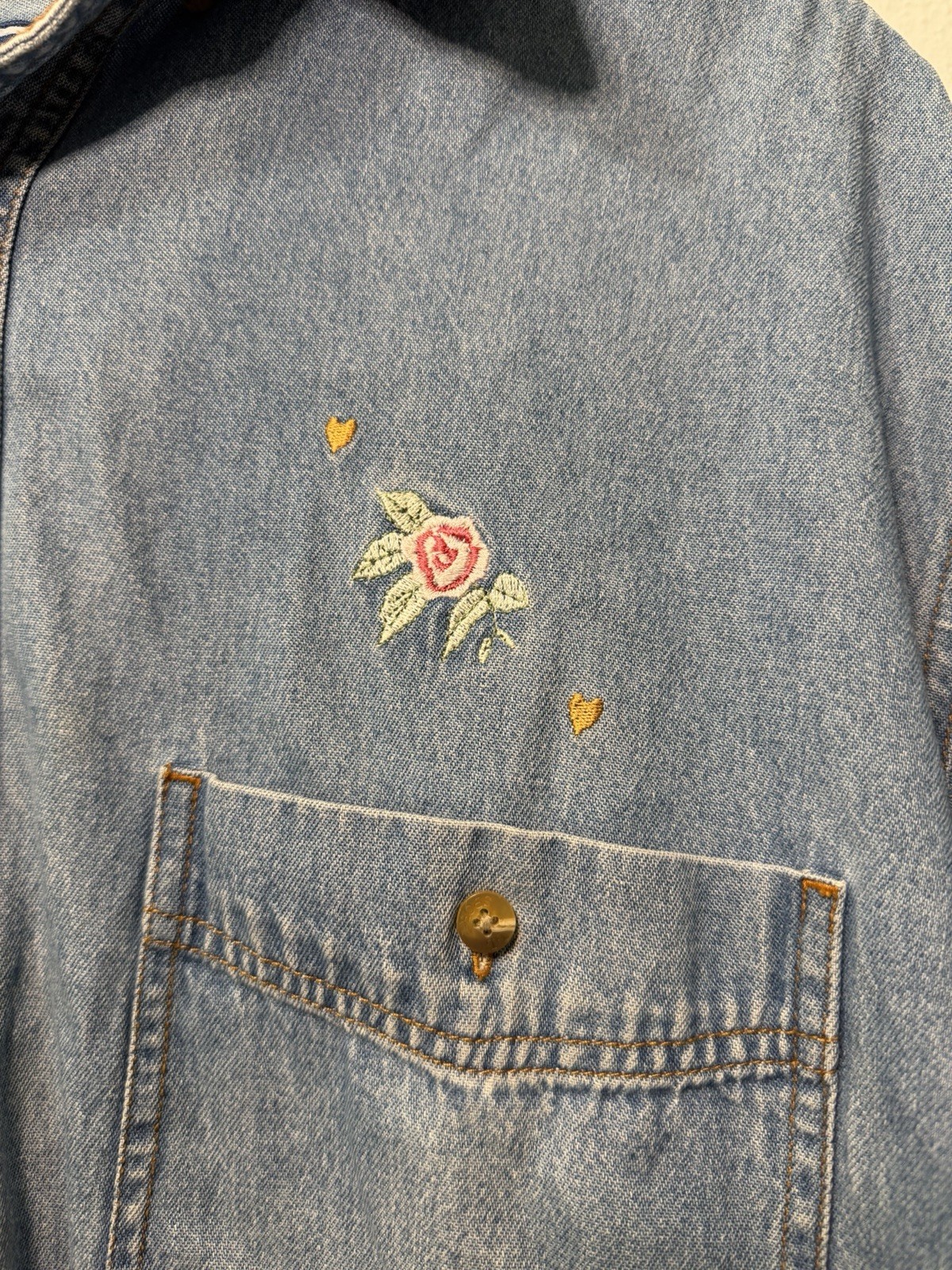 100% Cotton Denim Vintage Workwear Cowgirl Grandma Cottage Traditional Size L