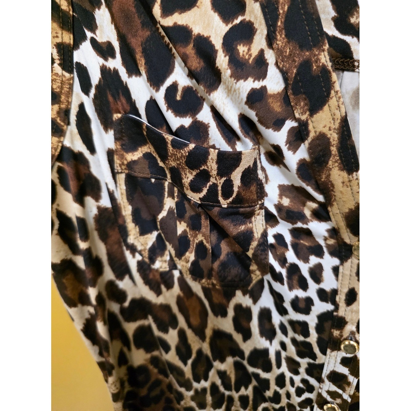 Cache Leopard Print Tie-Front Sleeveless Tank in Brown and Black Size S