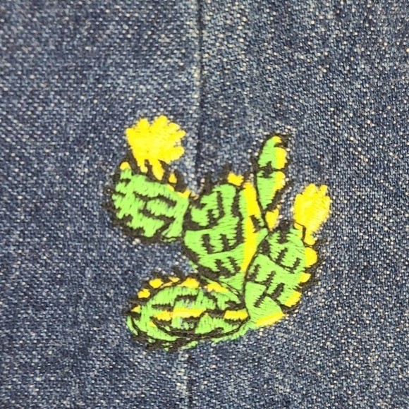 Y2K 90s Vintage 100% Cotton Denim Western Cowboy Boots Cactus Embroidered Skirt
