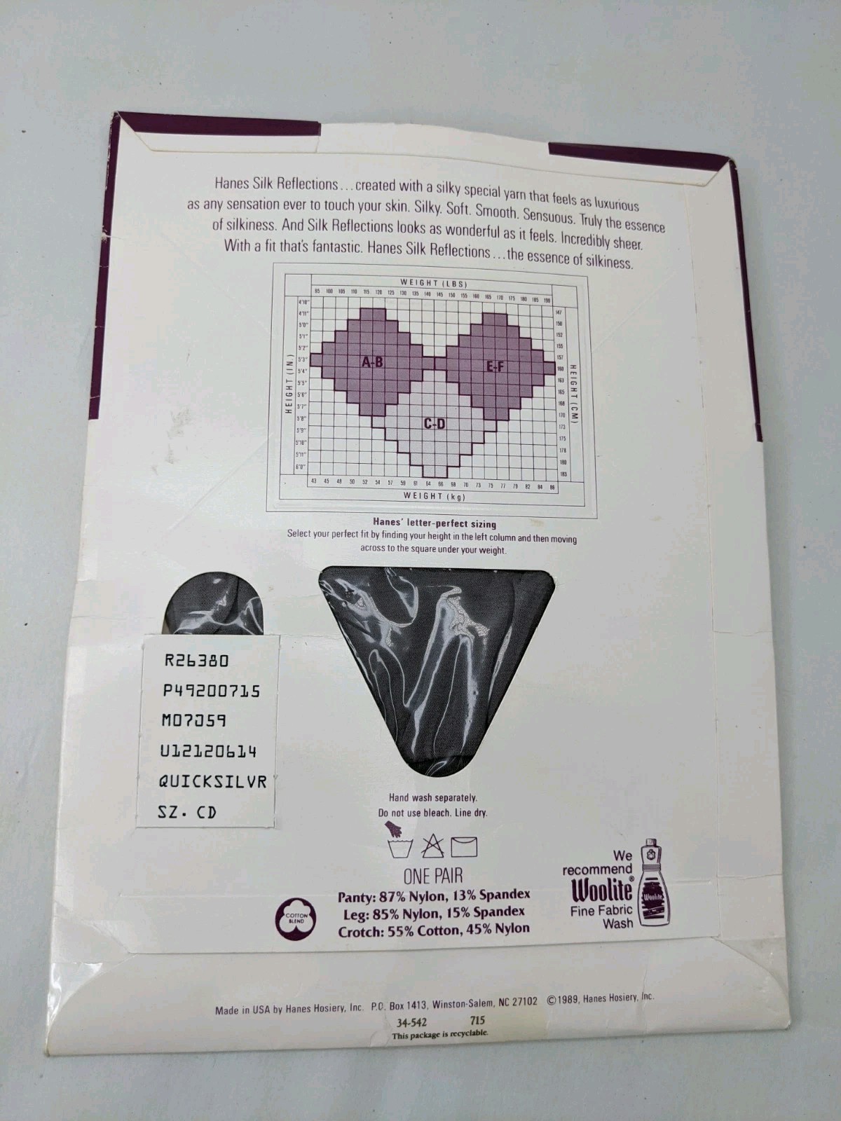 Vintage Hanes Style 715 Silk Reflections Silky Sheer Pantyhose,Quicksilver, CD