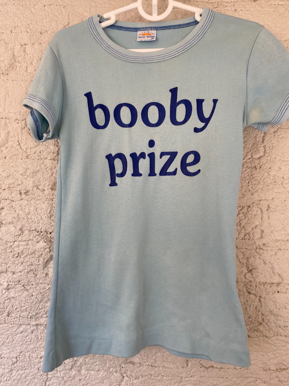 Vintage 1978 Astral Threads « booby prize » Powder Blue Novelty T-shirt sz S