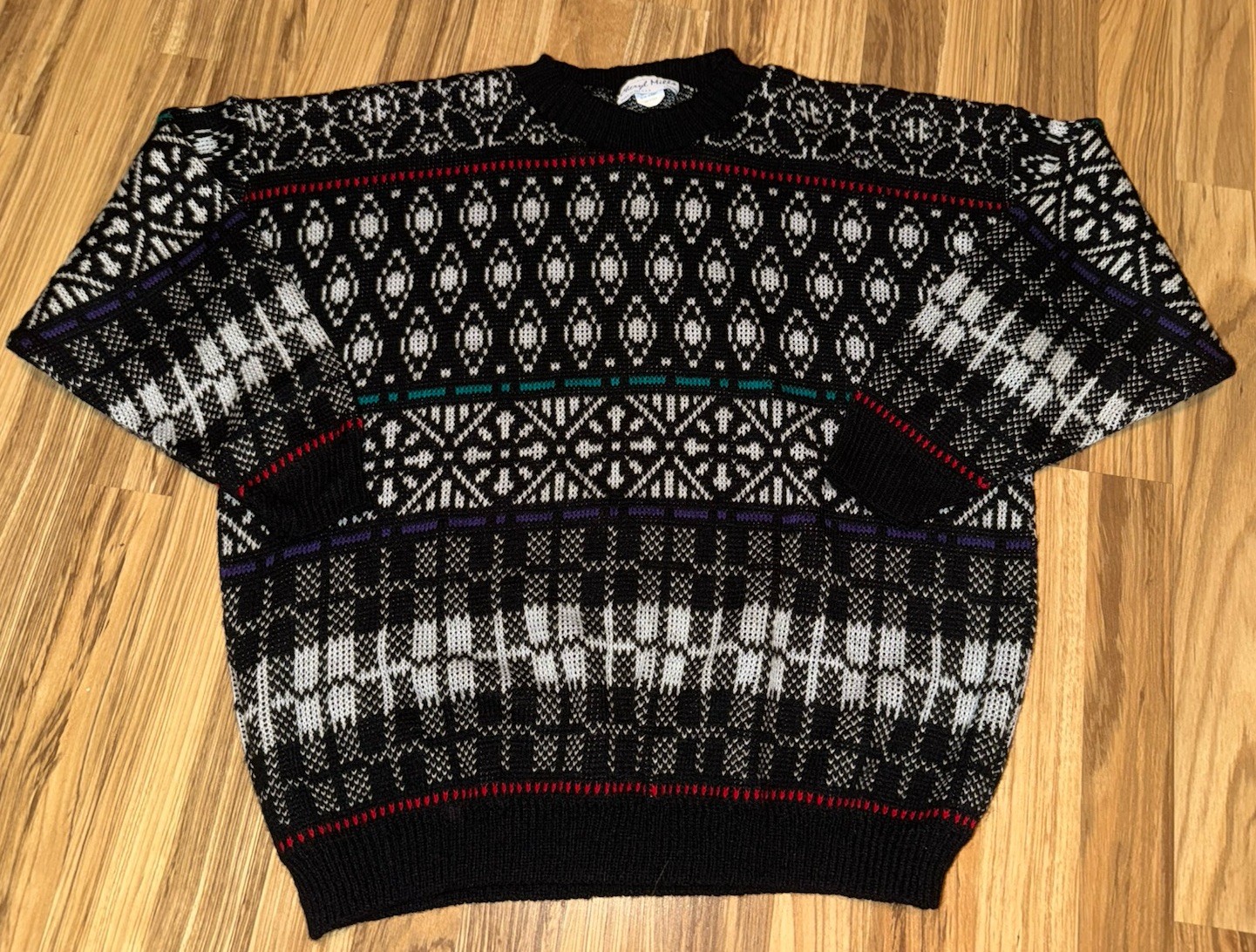 VTG 80&rsquo;s Cheryl Mills Women&rsquo;s Sweater Knit USA Coogi Style Fairy Isle Grandpa