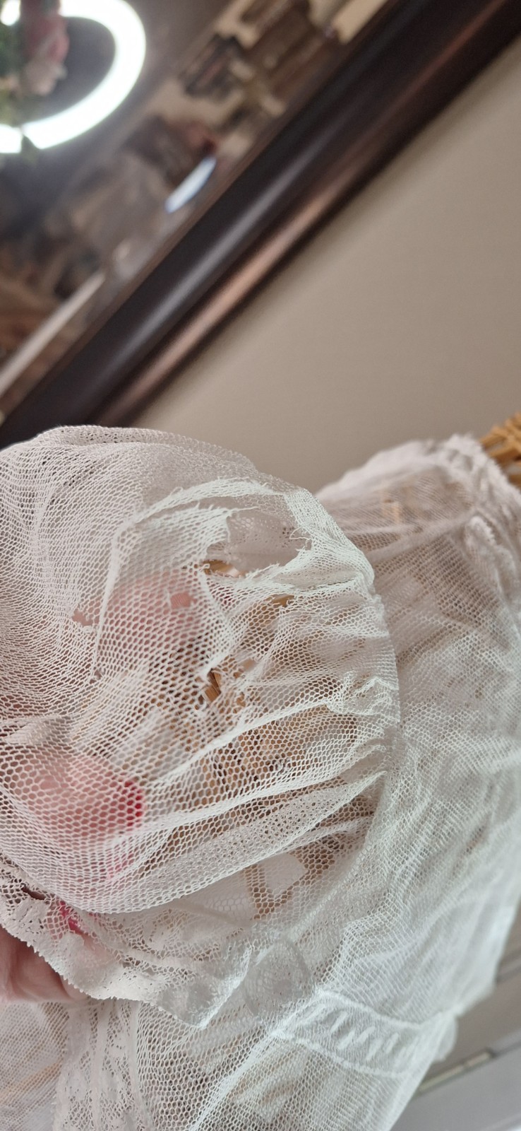 Vintage 1930s 1940s Beautiful Net and Lace Summer Dress Or Tea Dress