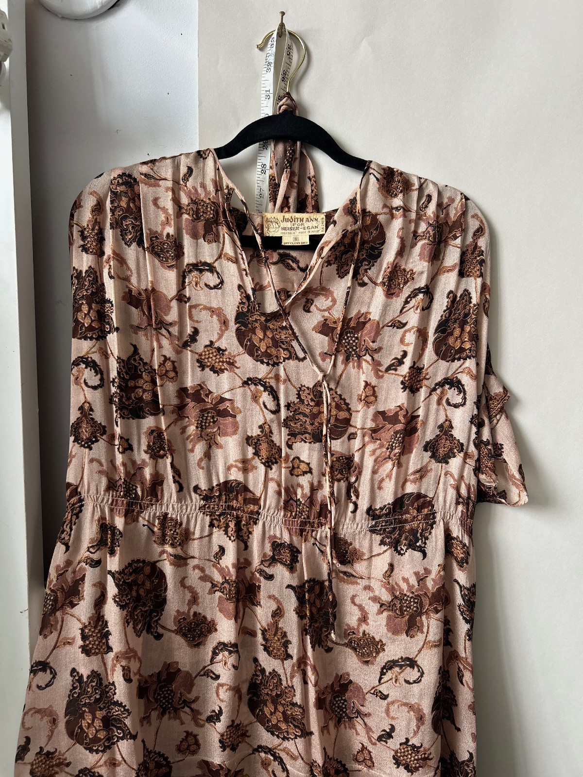 Vintage Judith Ann for Heiser-Egan Vintage Sheer India Silk Dress sz S M 1970s