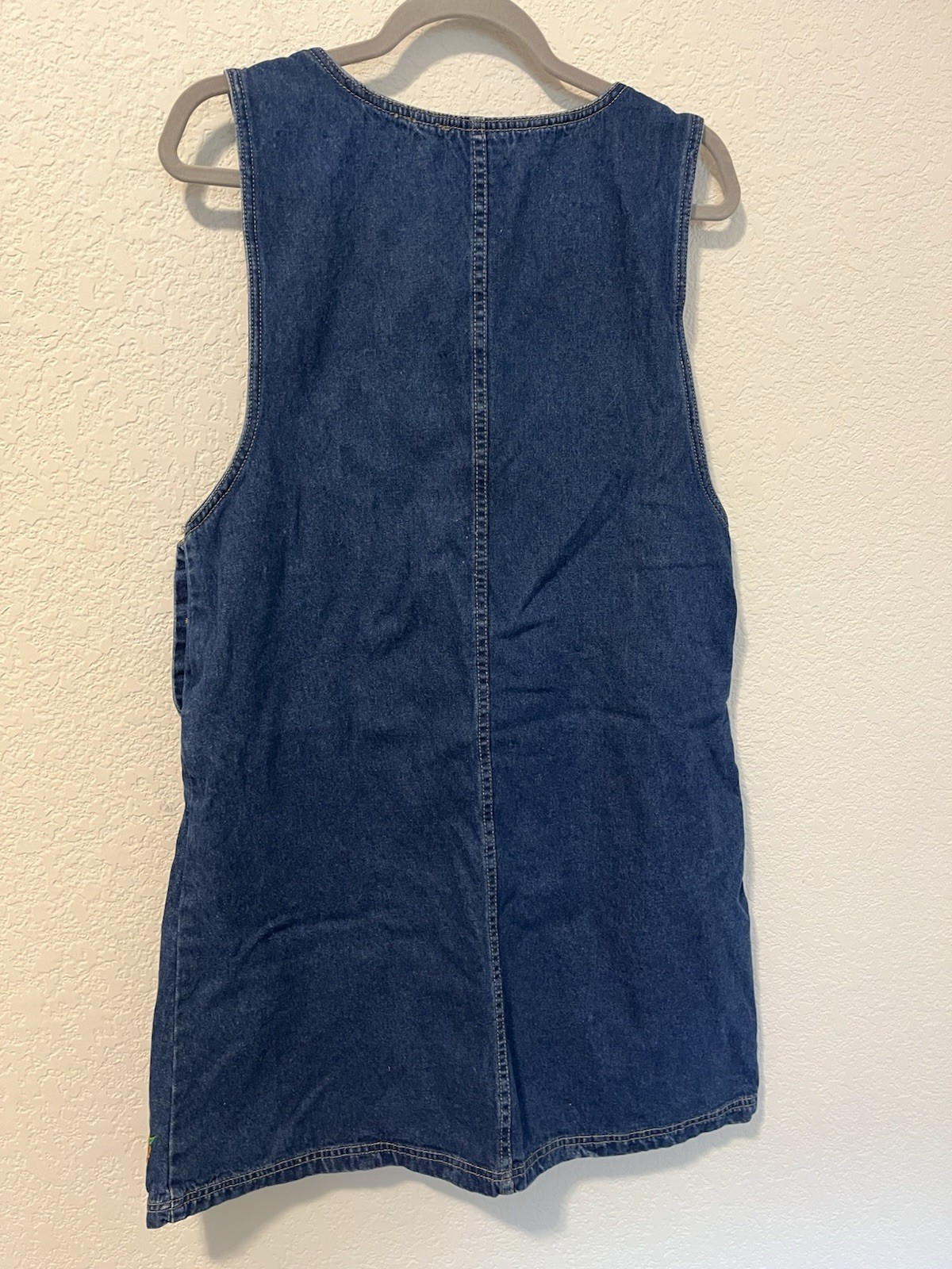 Vintage Denim Jumper Womens L Dress JLNY Sport Embroidered 100% Cotton Button