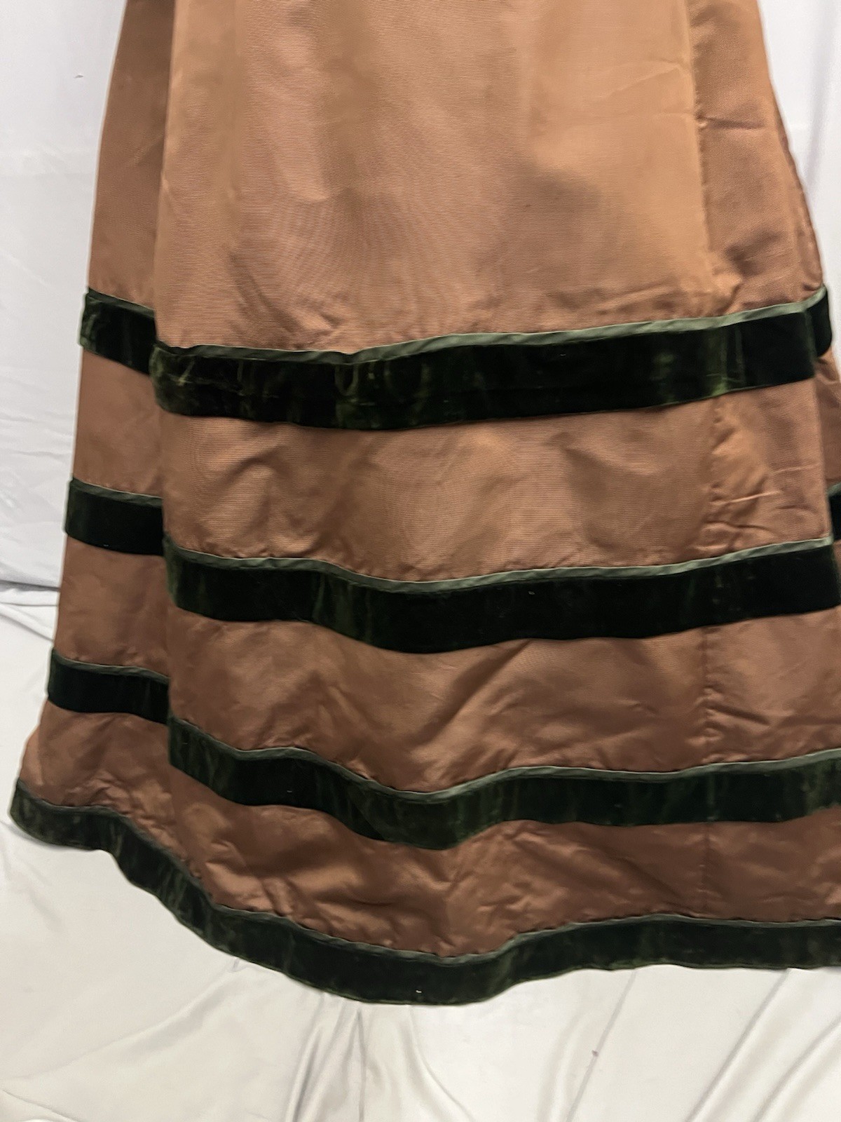 1880’s Deep Green Velvet & Chocalate Brown Silk Faille 2 Pc Dress