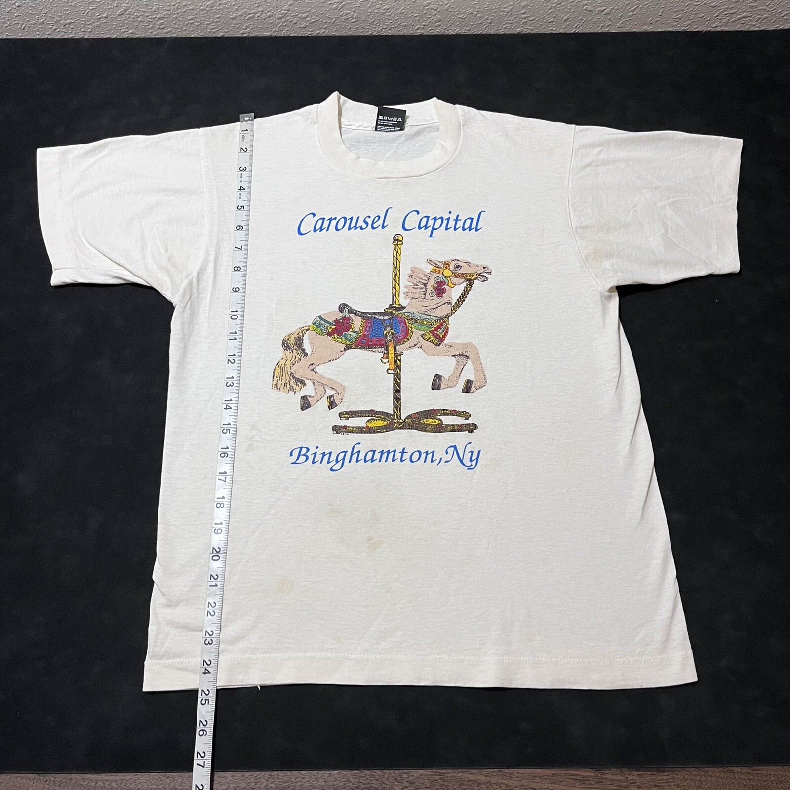 Carousel Horse Shirt Vintage 1970s Victorian Antique Circus Distressed Washout