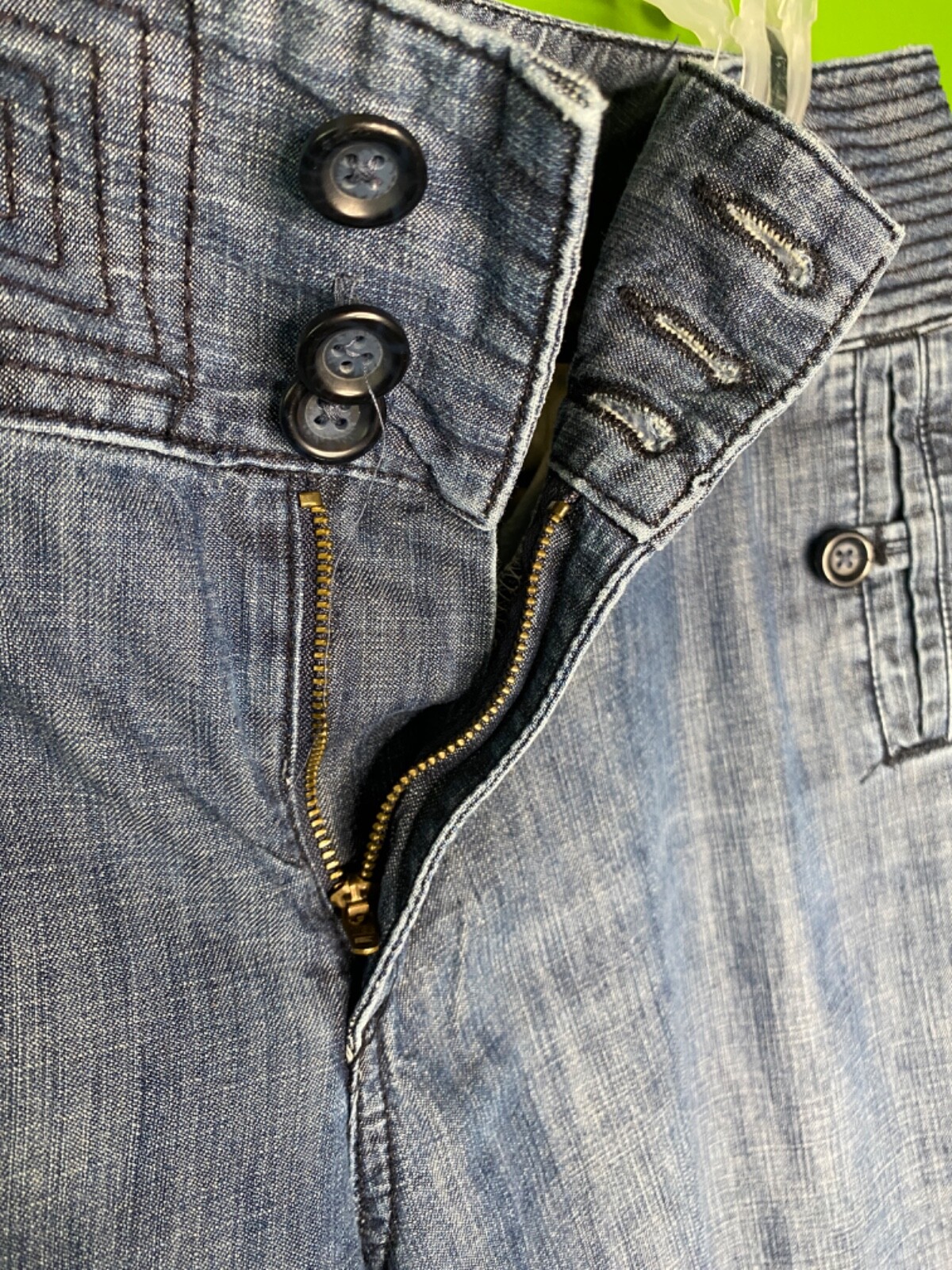 a.n.a 3-Button High Waisted Wide Bottom Denim Trousers Size 12