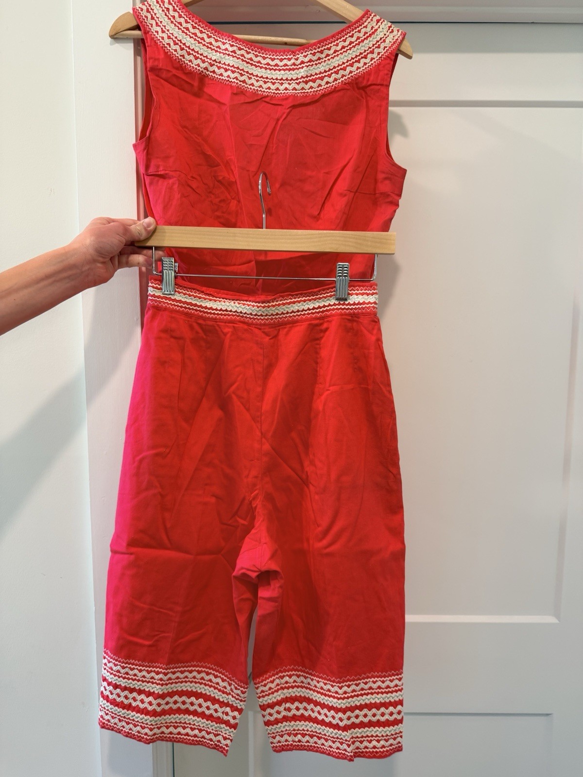 Vintage 40s 50s Patio Shorts & Top Set Western Swing Rockabilly Pink Hollywood