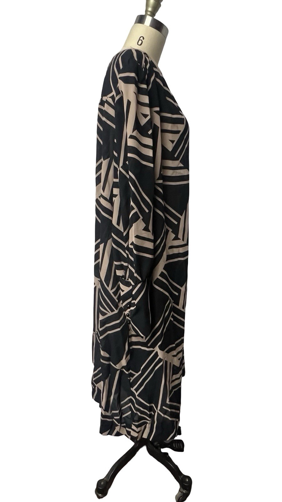 Vintage 1980s Retro Abstract Sheer Polyester Secretary Tent Dress SZ L / XL