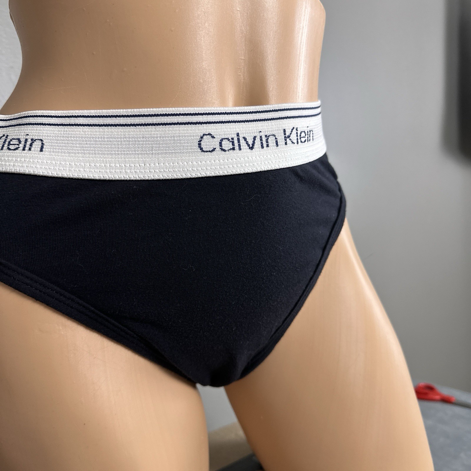 Vintage 1994 Calvin Klein Athletic Black High Cut Briefs USA Logo Waist Large