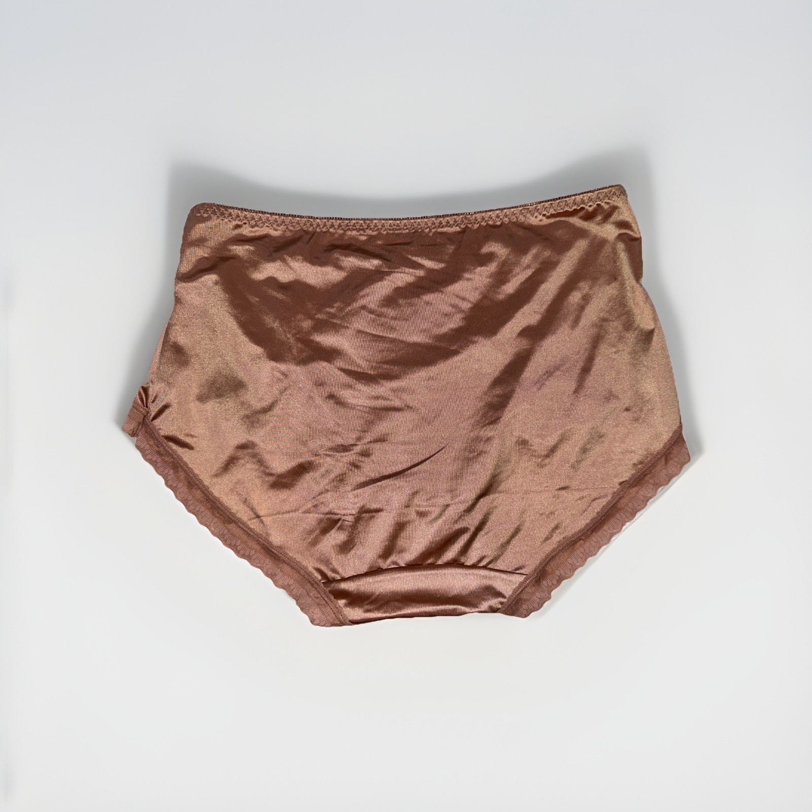 ~Shiny Large Rose Champaign Nylon Lace Blended Panties W/Bows Cotton Gusset New