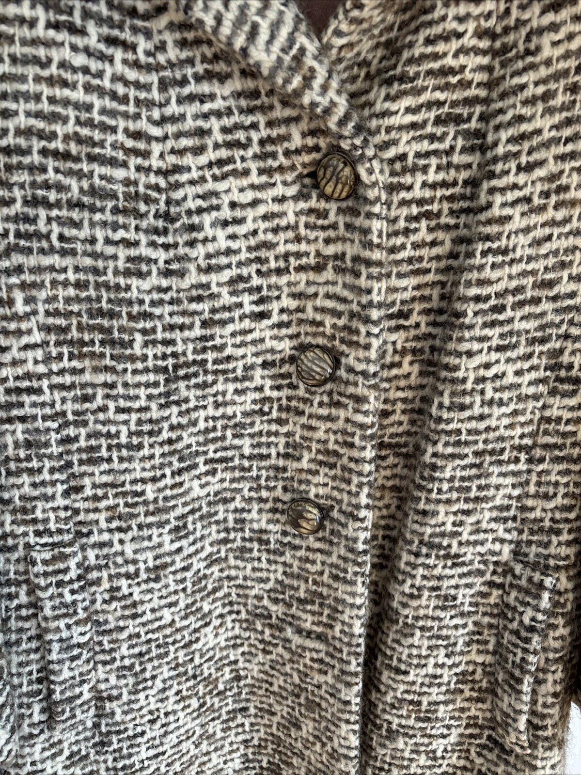 Herbert Bass Wool Coat M* Big Buttons Union Label True Vintage Boucle Nubby