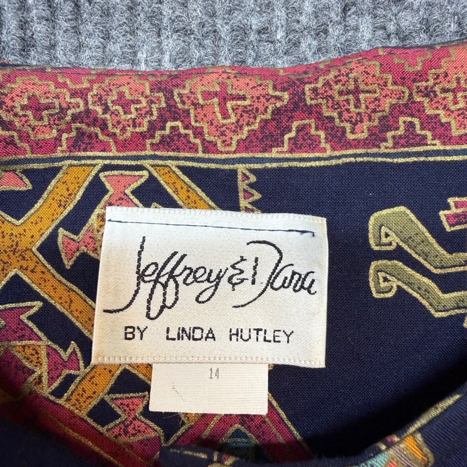 Vintage Jeffrey & Dara Geometric Blouse 14 Artsy Eclectic Careerwear 80s 90s Top