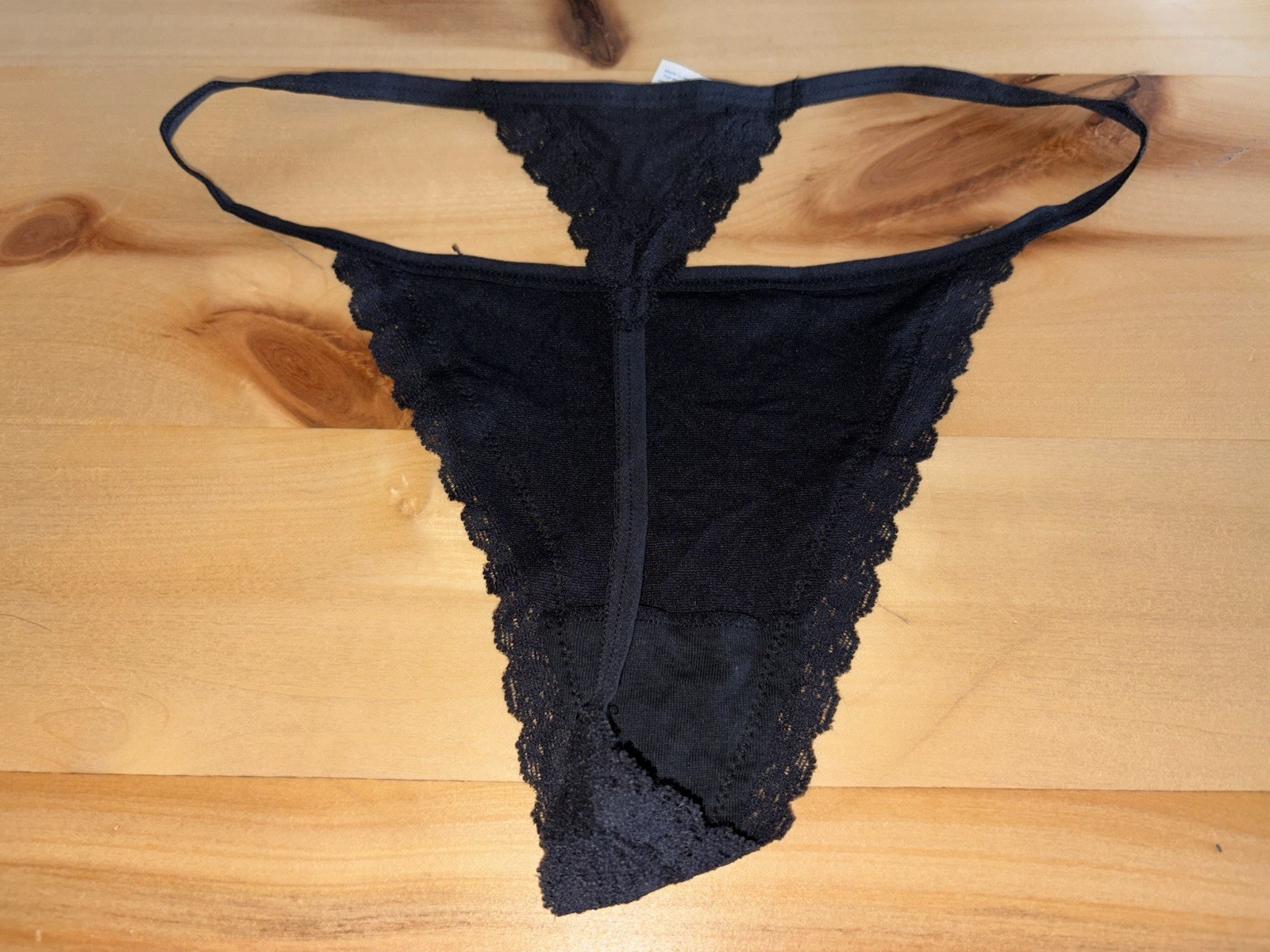 Maidenform Vintage Y2K 6 M Thong String Bikini Panty Underwear Black Nylon