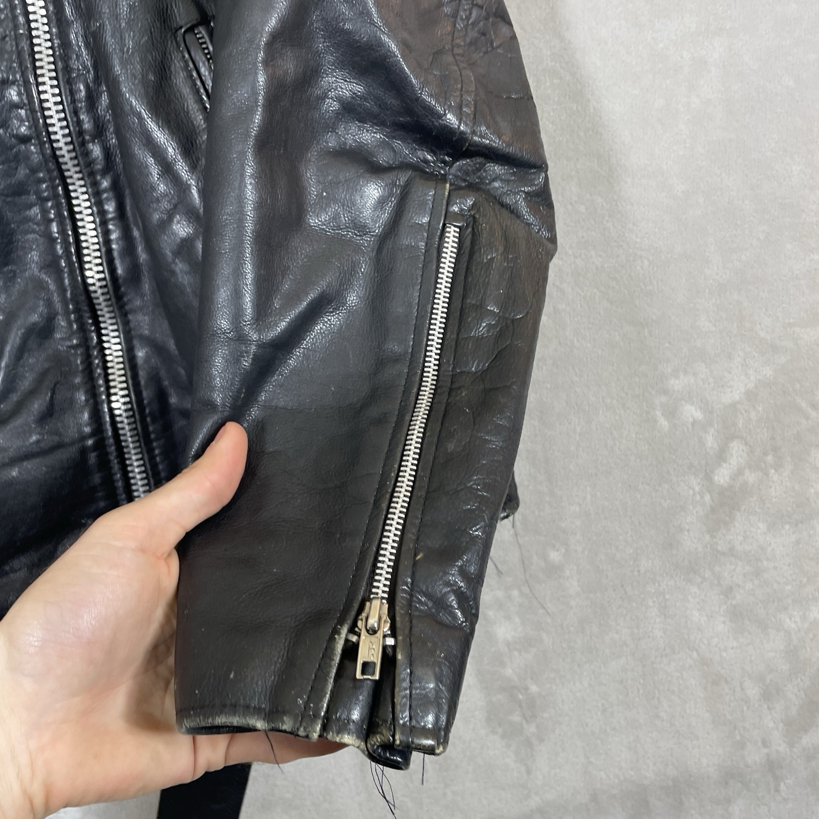 Vintage 70s Excelled Leather Jacket Womens 12 Made in USA Motorcycle Biker *read
