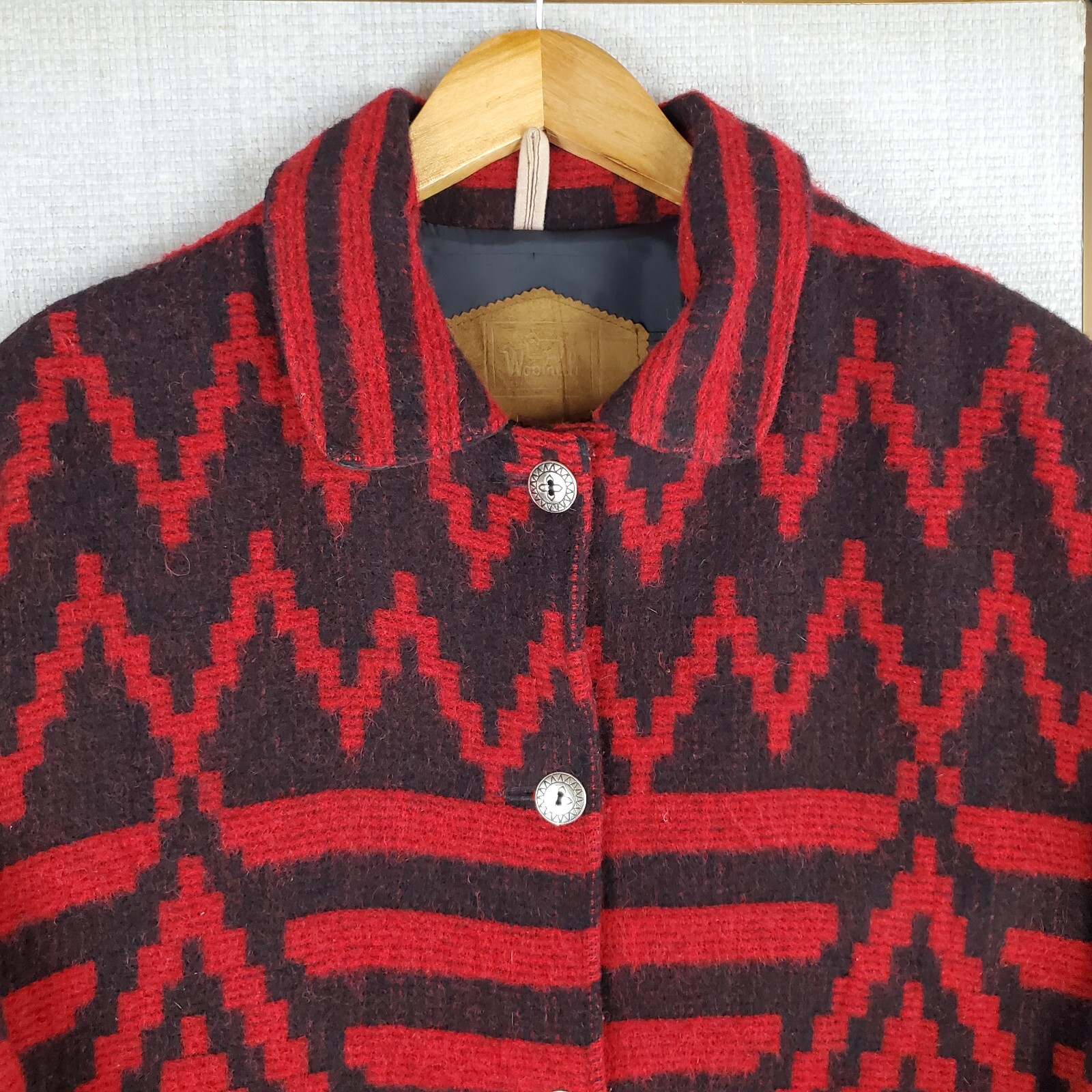 VTG WOOLRICH USA Size Large Womens Wool Aztec Southwest Chore Barn Jacket Coat