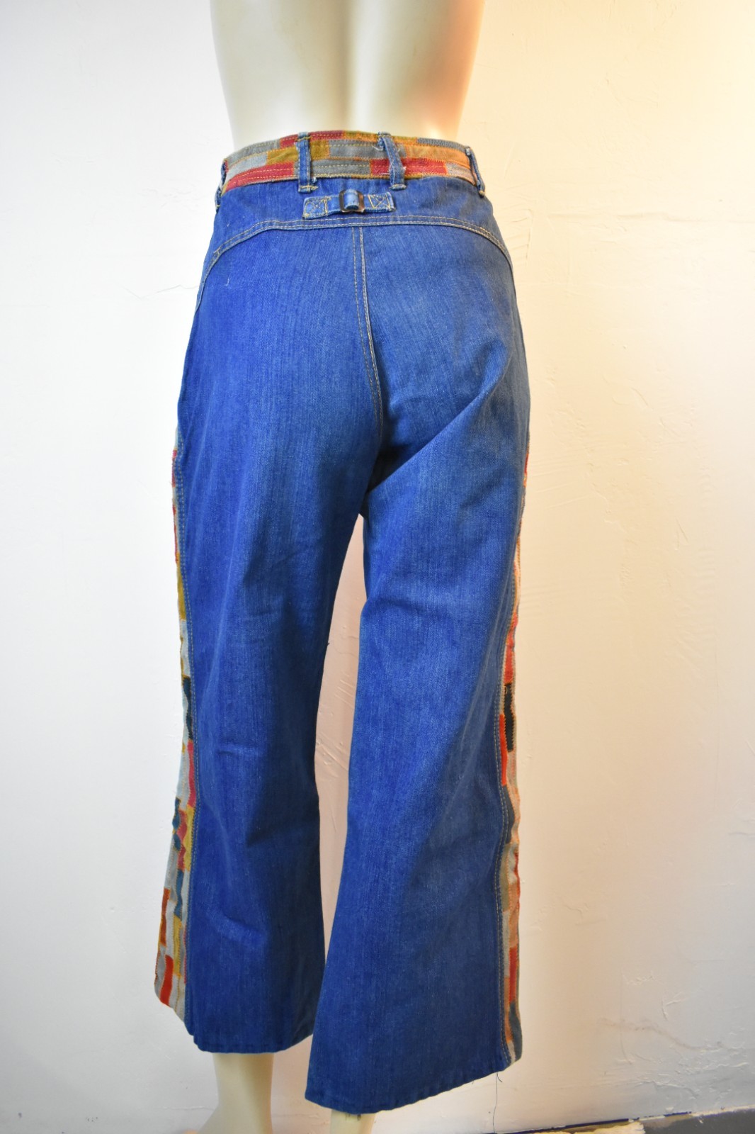 Vintage 1970’s Hippie Patchwork Denim Jeans with Leather – Laura Accessories