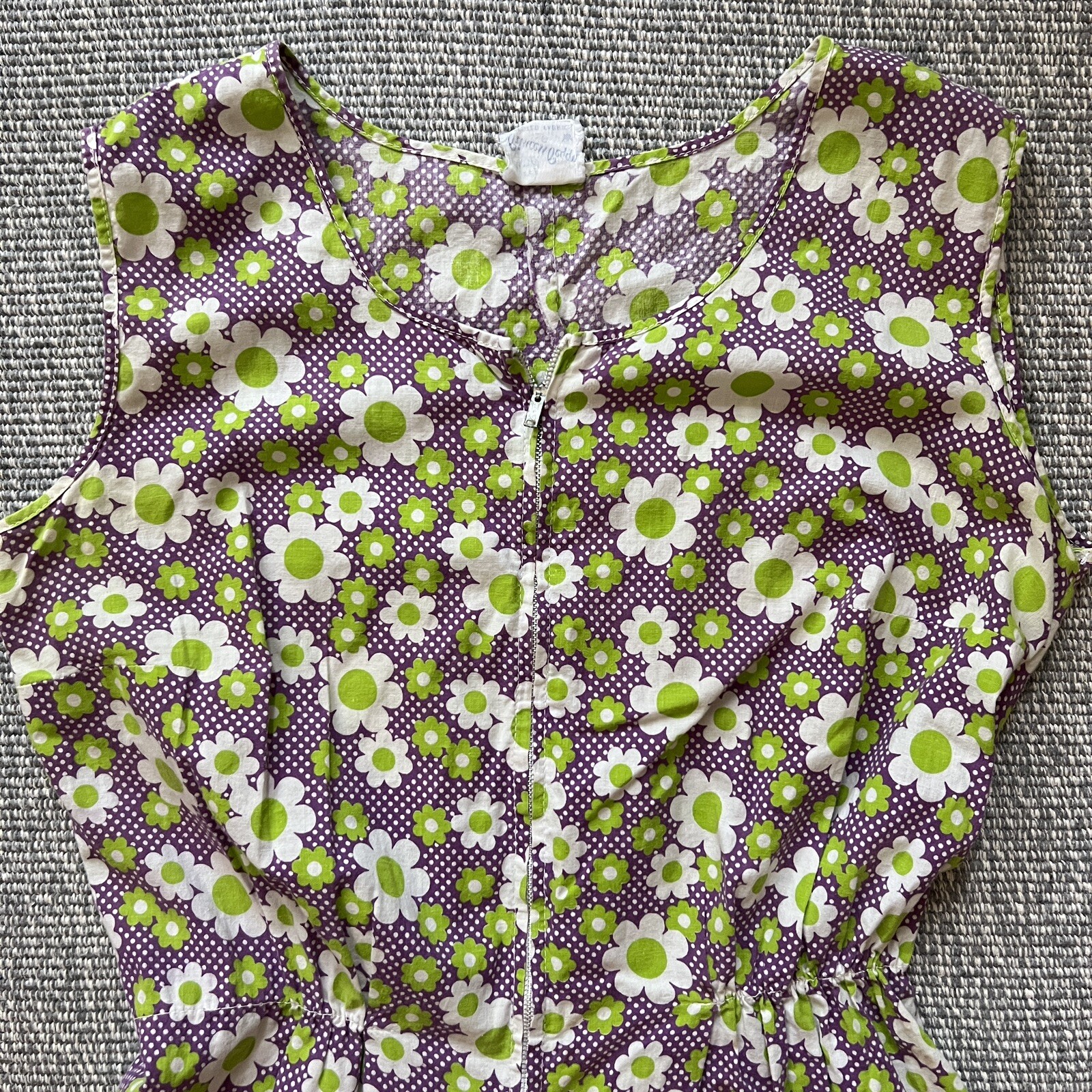 Vtg 1940s Princess Peggy Romper W/ Front Zip Sleeveless Rockabilly Floral XS 0/2