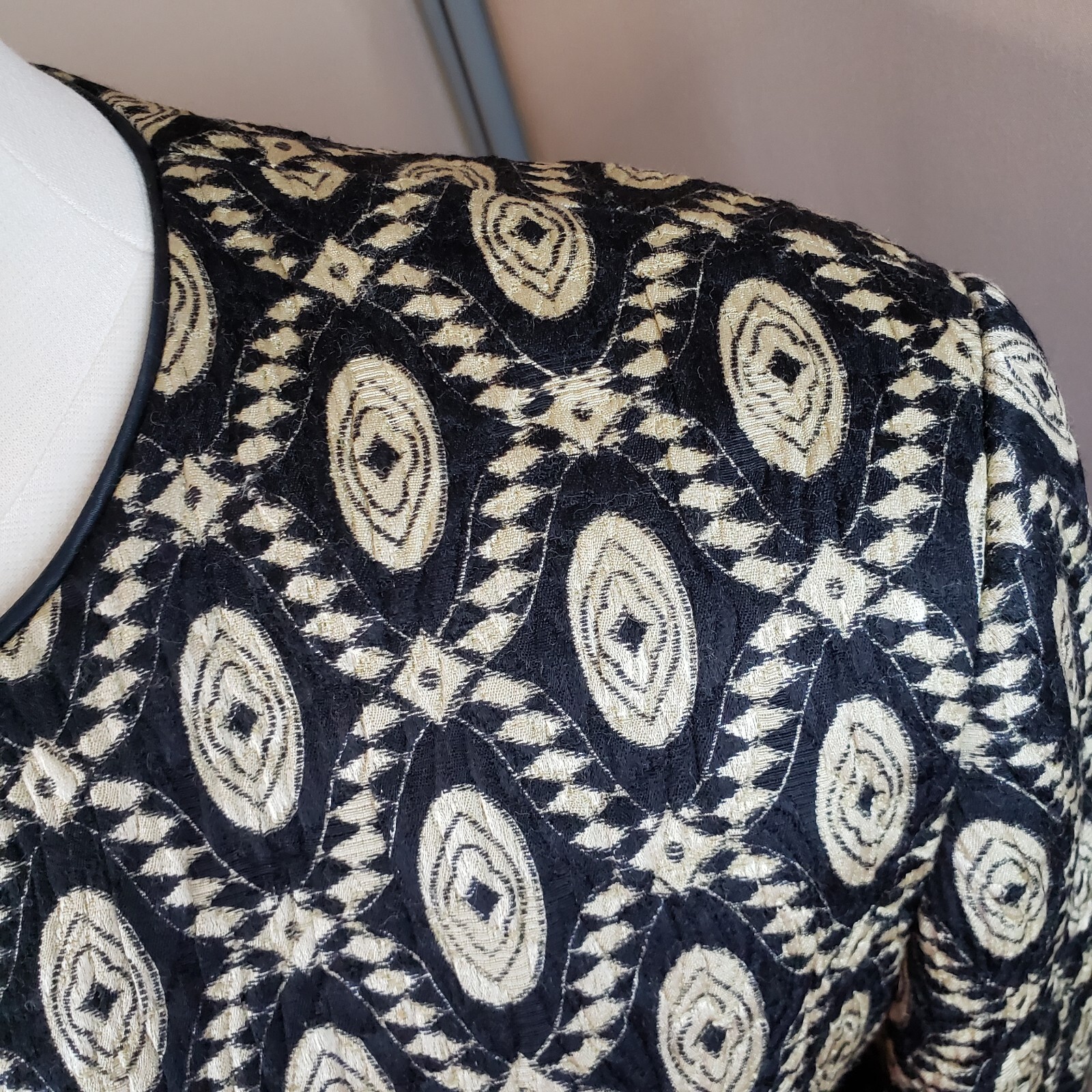 Vintage Escada Jacket 10/12 Wool Silk Blend Ethnic Print Artsy World Traveler