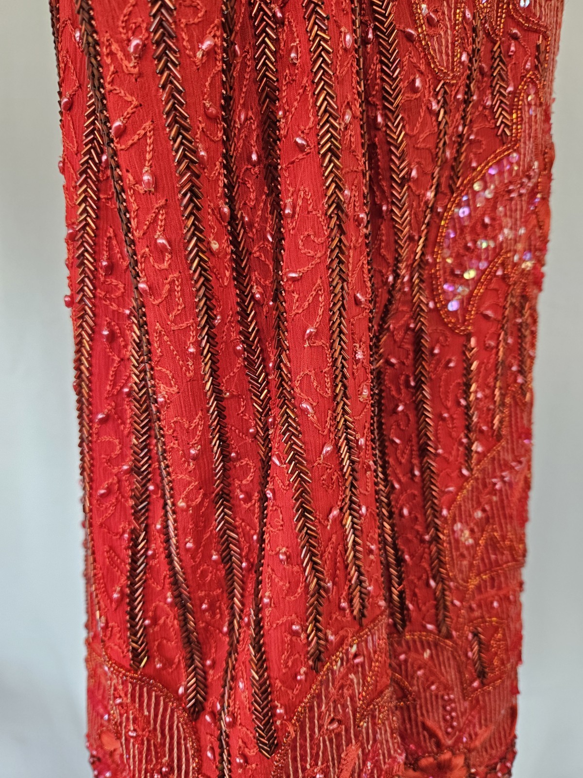 FRANK USHER – Vintage 80&rsquo;s Red Sequin Beaded Evening Jacket Blazer – Large?