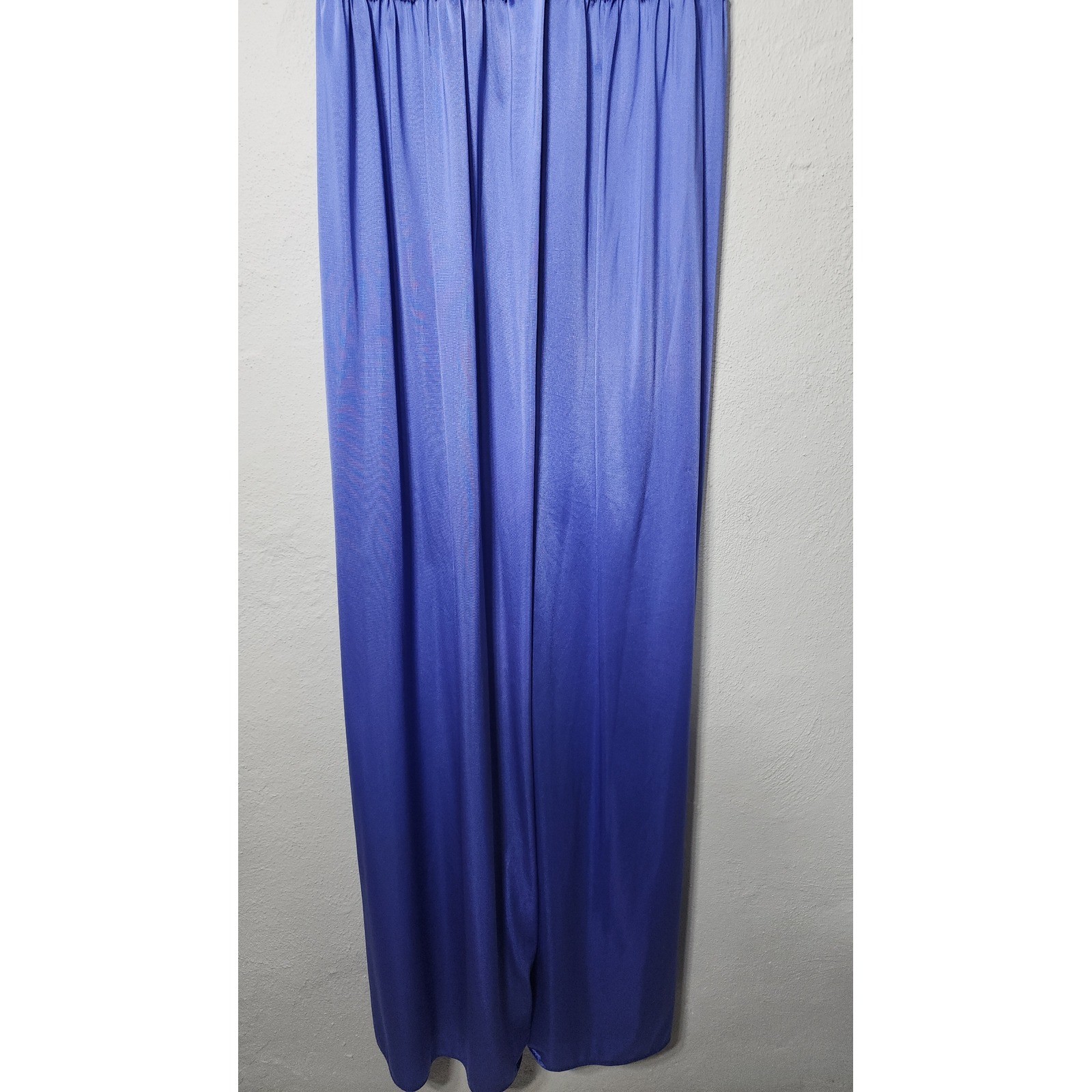 Vintage Lace Trim Nightgown Robe Periwinkle Blue Flutter Sleeve Maxi 70s Style