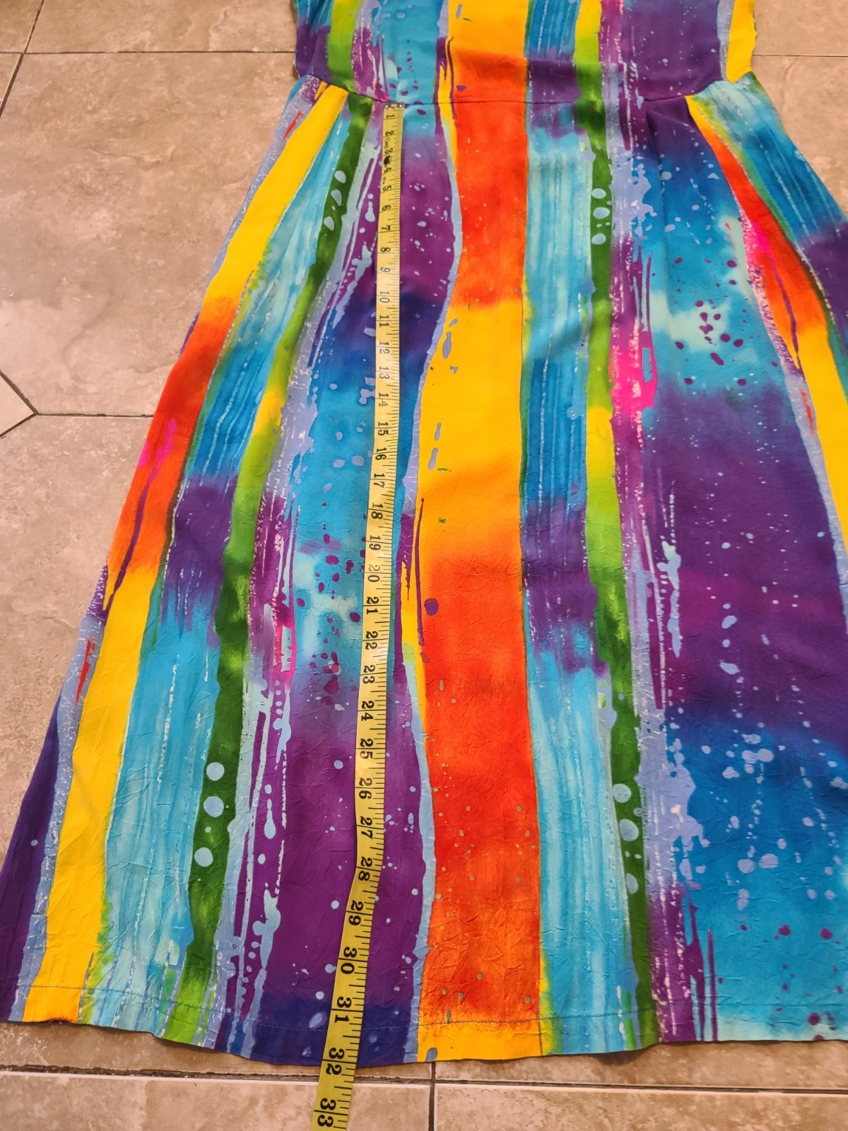 VTG Jams World Rayon Rainbow « Waterfall » Midi Summer Dress Women&rsquo;s M Pockets!