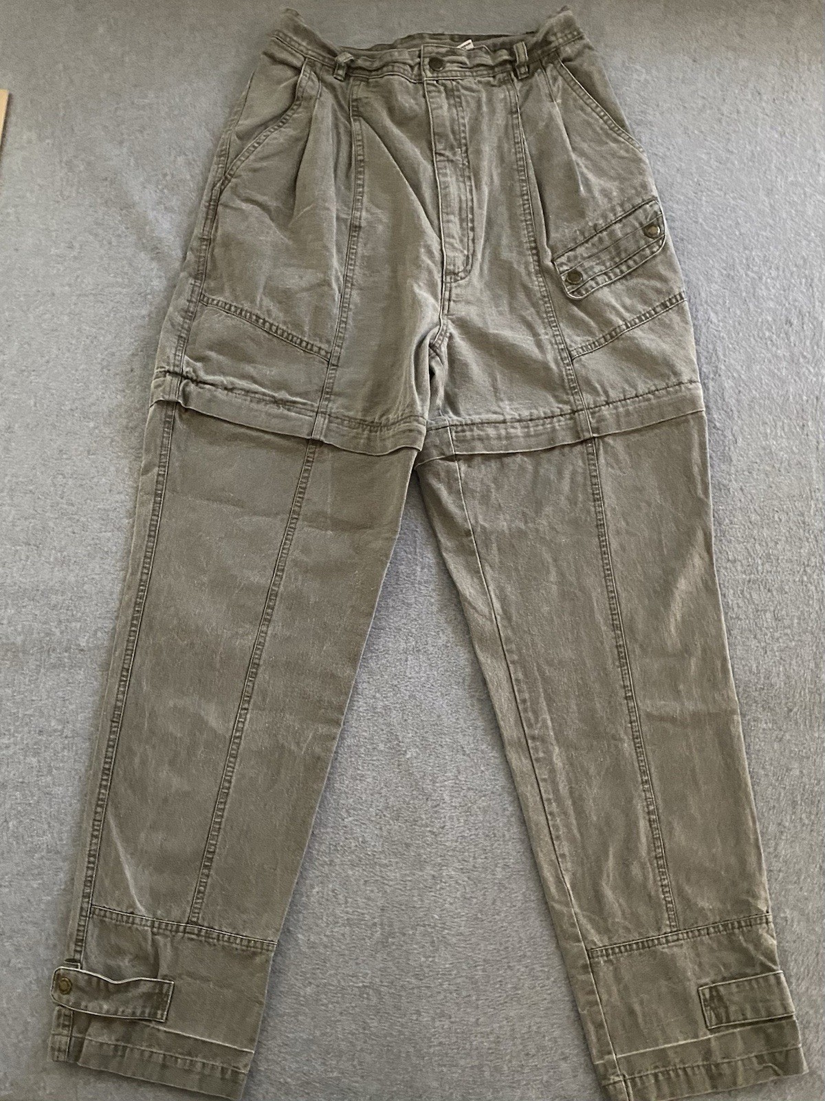 Vtg Cabelas Pants Women’s 27 Green Convertable Canvas High Rise 80s Outdoor 90s