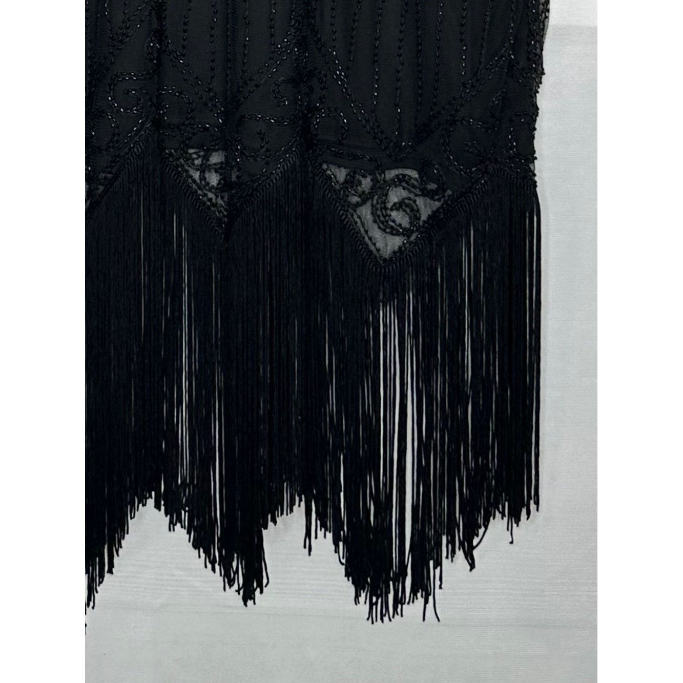 Pretty Guide Retro Dress Black Sequins Fringe V-neck Great Gatsby Sz 3 XL