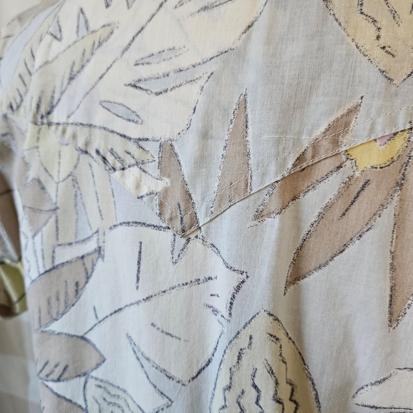 Vtg 80s Circle T by Marilyn Lenox Western Hawaiian Tropical Floral Shirt L