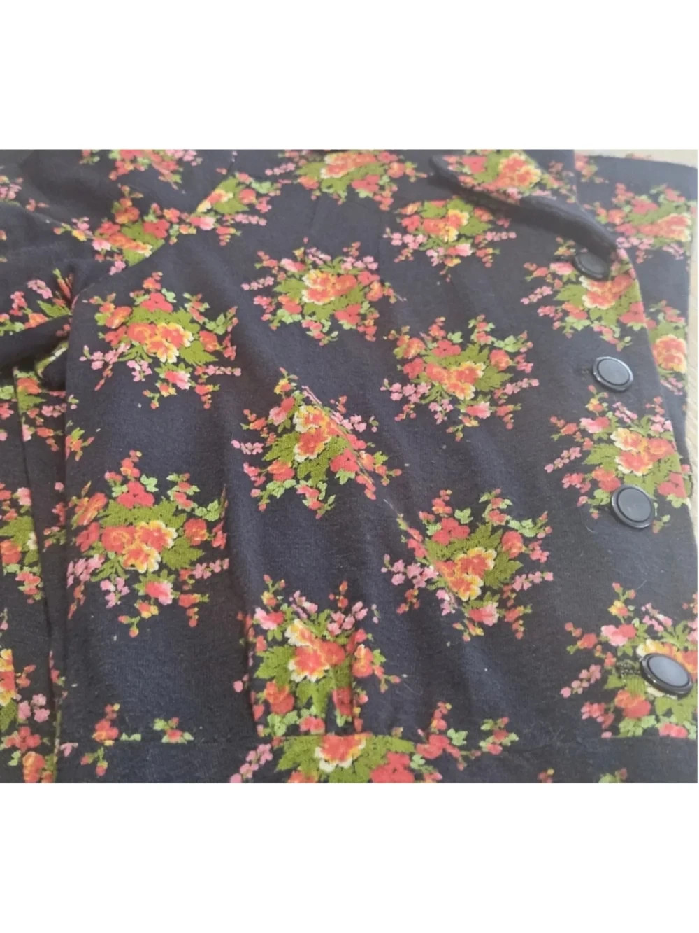 Vintage 90s Handmade Floral Button Front Midi Dress Cottagecore Boho Prairie S