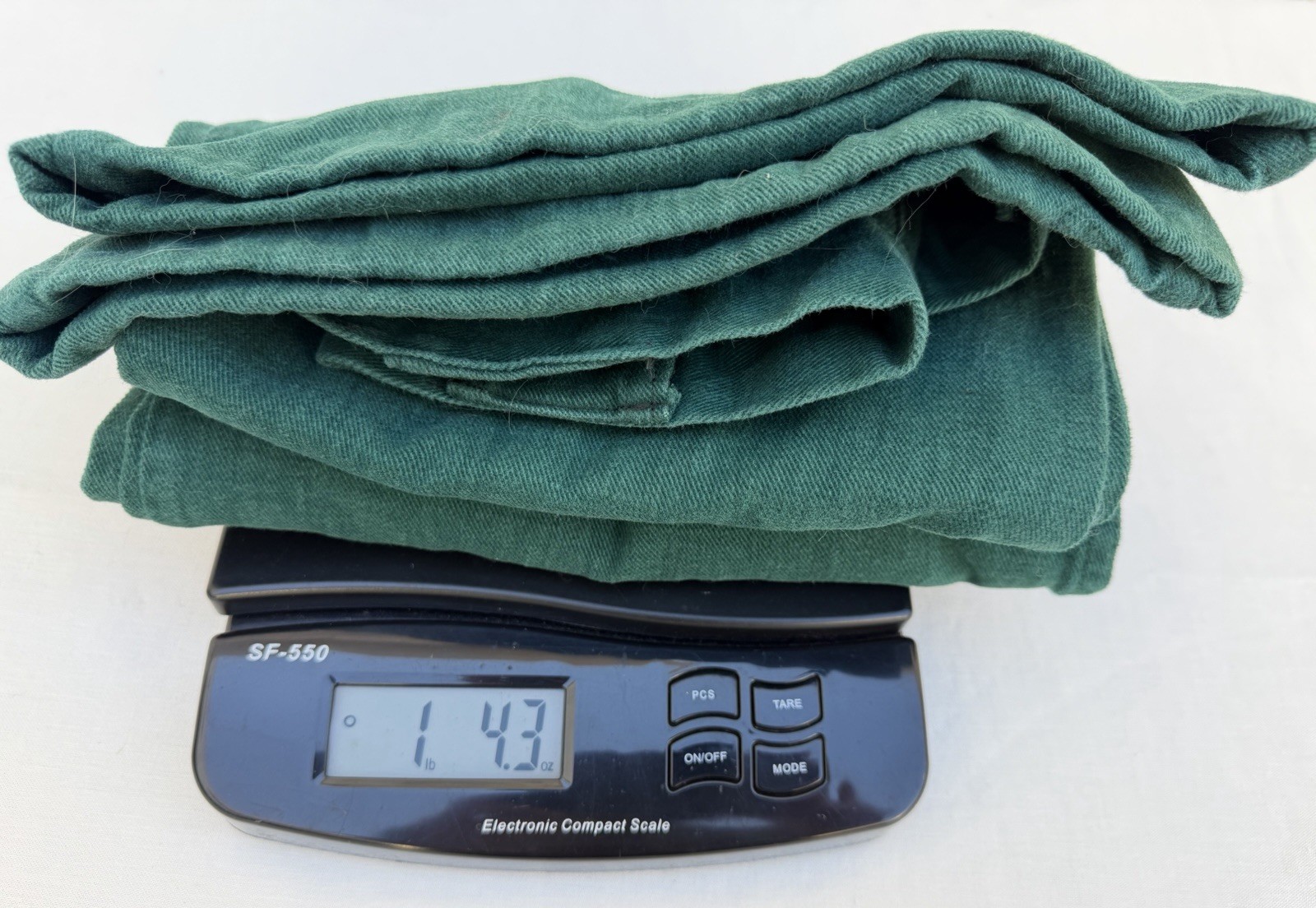 Vintage c1974 Forest Green Flared Pants Jeans Brushed Twill EUC 28” x 43.75”