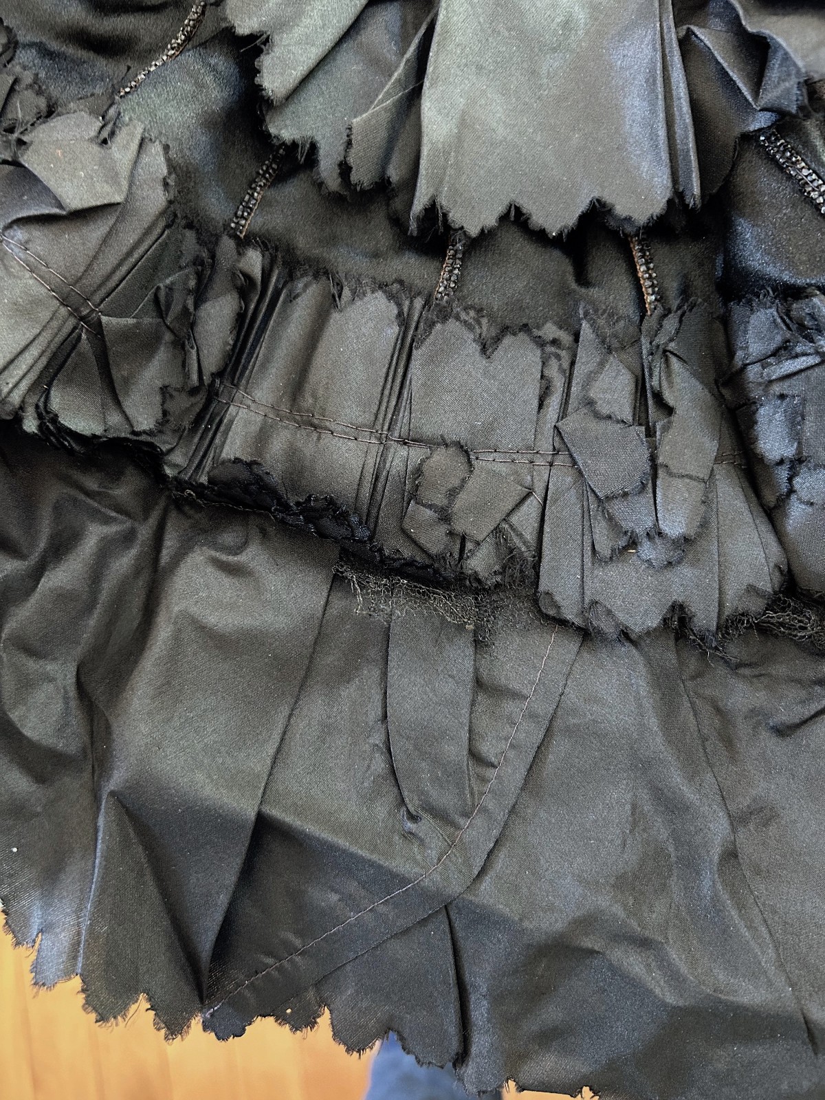 Antique Edwardian Victorian Black Mourning Capelet Silk Lace 1800s 1900s